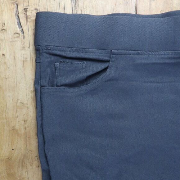 DARK GREY HIGH RISE WAIST PULL ON WIDE LEG PANTS WITH POCKETS LINED - Picture 4 of 7